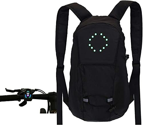 YLZBA LED Fahrrad Blinker Rucksack,Reflektierende Radfahren Sicherheits Rucksack Rucksack mit Blinkfunktion Funkfernbedienung, USB-Aufladung für Nacht Radfahren Sicherheit (Color : Black)