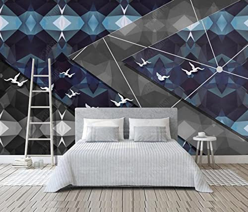 Mural Wallpaper Geometric Blue Black Grey Photo Wallpaper 3D Effect Living Room Bedroom Decoration Wall Covering