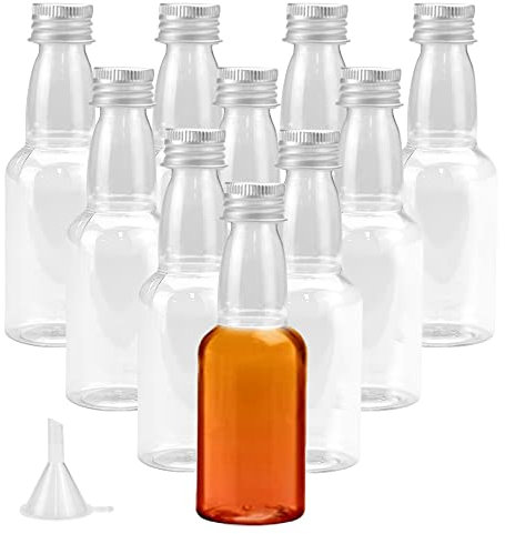 CAEEKER 24 Pack Mini Liquor Bottles Small Wine Bottles Reusable Plastic 50ml Empty Spirit Bottles Airtight Miniature Bottles Tiny Mini Alcohol Bottles with Screw Caps, Funnel for Weddings Parties