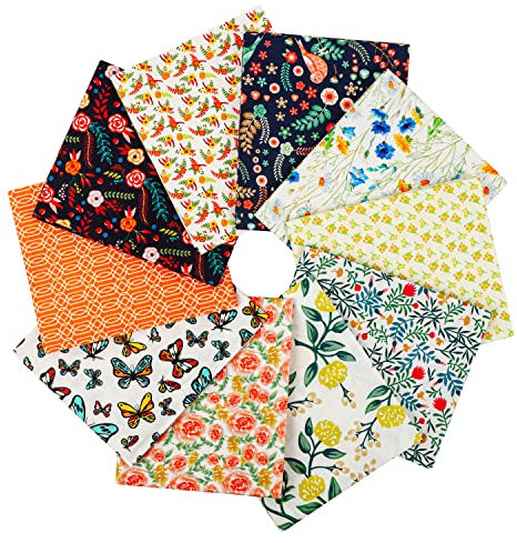 Craftido -24 Optionen- 100% Baumwolle Quiltingstoff Bündel 10pcs Fat Quarters 18x21 (46x53cm) -Mittleres Gewicht 5.2oz- für Quilting, Nähen Projekt, Patchwork, DIY Handwerk - Secret Garden