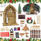 RURIZHONGTIAN Wichteltür Weihnachten Set, 24 PCS Wichteltür Zubehör Set,Miniatur Wichtel Set,Wichtelzubehör Weihnachten Set,Wichteltür Zubehör Weihnachten,Wichteltür Zubehör Set,Wichteltür Set