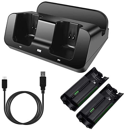 Rehomy Stazione di ricarica 3 in 1 con 2 batterie Stand di alimentazione stazione di ricarica per controller di gioco Wii U Gamepad