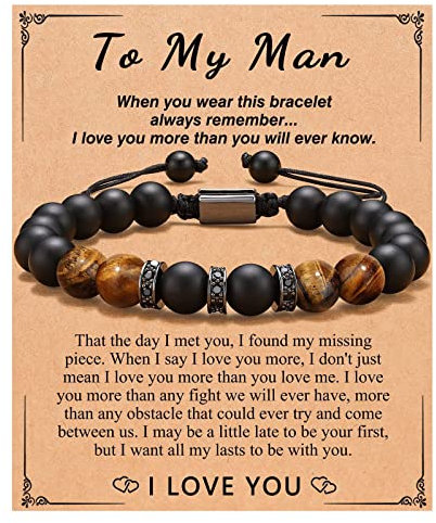 Yowablo To My Man Bunte Natursteinperlen Kartenarmband Geflochtenes Seil Handgefertigtes Steingewebtes Schmuck Geschenke M鋘ner Jungen Armkettchen M鋎chen Mit Namen