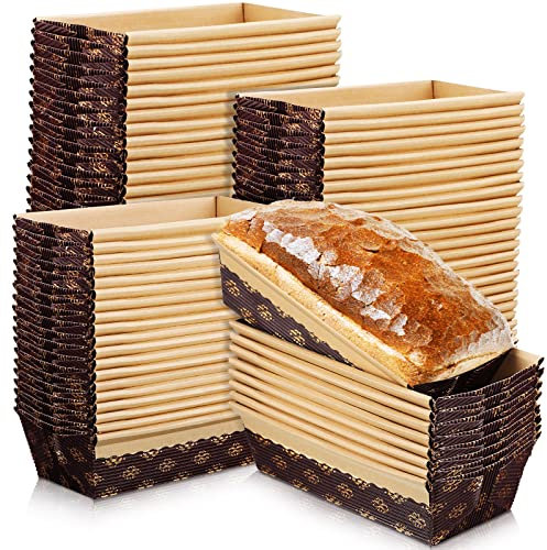 100 Stück Papier-Kastenformen zum Backen, Kraft-Brot-Kastenform, Einweg-Backen, rechteckige Loft-Form für Kuchen, Brot, Display, 15,2 x 6,6 x 5,1 cm
