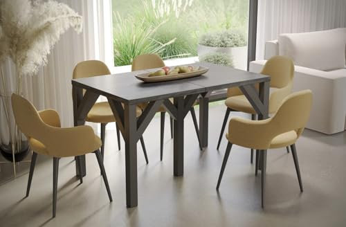 Endo-Moebel XXL Esstisch erweiterbar Dunaj 130cm - 405cm Küchentisch Synchronauszug Erweiterungsplatten (Beton Dunkel)