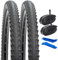 YunSCM 2Pcs Faltbar 24 Zoll Reifen 24x2.0 Mantel Plus 2Pcs 24 Zoll Schlauch AV32mm Valve kompatibel Fahrrad 50/54-507 24x1.90 24x1.95 24x2.0 Fahrradreifen und schlauche