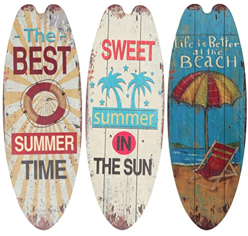 STOBOK 3pièces Décoration Murale Thème De Océan De Plaques Forme De Surfboard pour Bar Et Maison Ambiance Estivale Et Créative pour Votre Intérieur