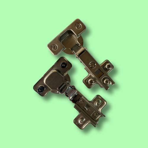 Kitchen Unit Door Hinges - Cupboard Wardrobe Folding Door Hinges with Screws, Full Overlay Cabinet Hinges - Pairs (Cold Rolled Steel & Nickel Plated, 110 Degree - 1x Pair)