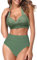 AOQUSSQOA Frauen Zweiteilige Tankini Badeanzüge High Waist Halfter Vintage Bikini Set Damen Bademode(Olive, M)