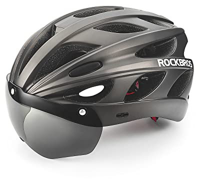 ROCKBROS Fahrradhelm Rennrad Helm Radhelm mit Abnehmbaren Visier Cityhelm Leichter Stadthelm für Damen und Herren MTB 58-65CM Titan