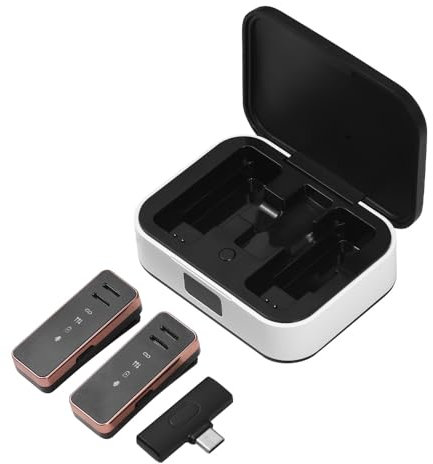 summina Kabelloses Lavalier-Mikrofon für Handy, 360° Omnidirektionales Revers-Mikrofon mit Display-Rauschunterdrückung, kompatibel mit Typ-C-Android-Smartphone, Tablet, für YouTube, Facebook,