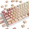 Ussixchare 133 Key PBT Keycaps XDA Profile - Dye-Sublimation Custom Keycaps for Cherry Gateron MX Switches - 60% 75% 100% Mechanical Gaming Keyboards (Caramel Bear)