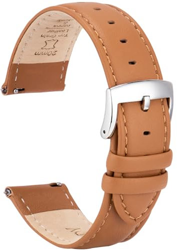 OTTOODY Elegantes Leder Uhrenarmbänder mit Schnellverschluss für Damen und Herren, Hochwertige Ersatz Armbänder für Uhr & Smartwatch, Silberne Schnalle in 22mm, 21mm, 20mm, 18mm und 16mm