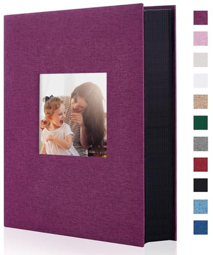 Miaikoe Fotoalbum 10x15 300 Leinen Album Slip in für Familie Hochzeitstag Album Buch Holds 300 Horizontal 10x15cm Fotos Violett