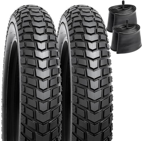 YunSCM 2Pcs Faltbarer 26 Zoll Reifen 26x4.0 ETRTO 98-559 und 2Pcs 26 Zoll Schläuche Valve AV32mm kompatibel 26 Zoll Mountainbike/E-Fahrrad 98/102-559 26X4.0 Fahrradreifen und Schläuchen