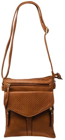 FARKZIQ New Ladies Women Adjustable Strap Quilted Front Flaps Shoulder Bag Crossbody Bag Zipped Pockets(BROWN,M00039)