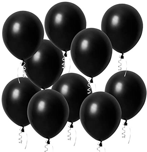 Luftballons Schwarz, 60 Stück 12 Zoll Schwarze Latex Ballons, Black Helium Balloons mit Bändern, Partyballon Dekorationen für Geburtstage Hochzeit Valentinstag Graduierung Kommunion Thema Party