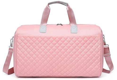 Valleycomfy Sporttasche Reisetasche Damen Groß Reisetasche Damen Nassfach Travel Duffle Bag Yoga Tanzen Duffle Bag für Flugzeug Reise Gym Camping(Rosa)