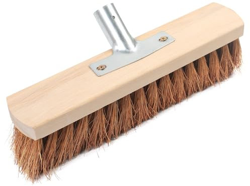 12” Stiff Broom Head Outdoor Yard Brush Head,Wooden Bassine Brush,Durable Brush Head Heavy for Duty Broom Outdoor Yard Garden Sweeping Brush