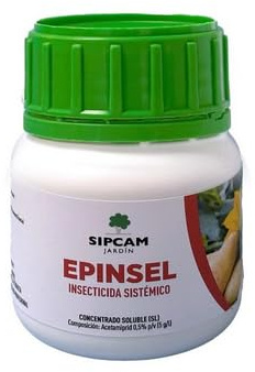 Acetamiprid 0.5% sistemico 100%. Tratamiento, eficaz y duradero contra pulgón, mosca blanca, escarabajos, Etc. Epinsel 100ml