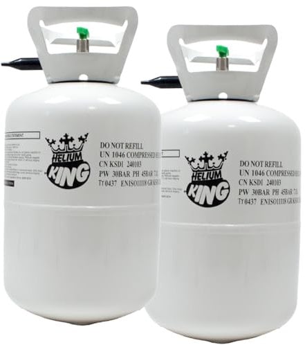 Helium King Helium Balloon Canister - 30 9 Inch Balloon Helium Gas Cylinder - Pack of 2