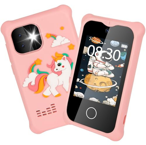 Aquota Kids Phone for Girls & Boys - 2.8in Touchscreen with Dual Camera & MP3 Music Player - Learning Phone for Age 3-8 with 32G SD Card - Pink