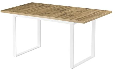 B&D home Esstisch Levin, ausziehbar 120-160 x80 cm 4-6 Personen Küchentisch Holztisch mit Kufengestell schwarz für Küche, skandinavisch Industrial Design, Eiche Optik, 11202-UW-EIDA-P
