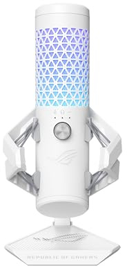 ASUS ROG Carnyx USB-Gaming-Mikrofon (25 mm Kondensatorkapsel, 192 kHz/24-Bit, Niere, Hochpassfilter, eingebauter Pop-Filter, Metallstoßhalterung, One-Touch-Stummschaltung, Aura Sync RGB), Moonlight