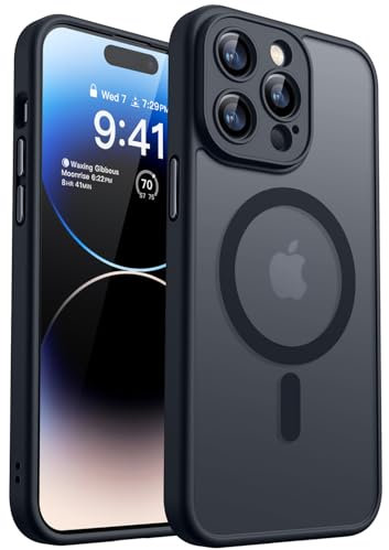 CANSHN 2024 Neu für iPhone 14 Pro Hülle mit Kameraschutz für Magsafe (TOP Militärschutz & Magnetkraft) Extrem Haltbarkeit Hülle iPhone 14 Pro Case Stoßfest, Schwarz