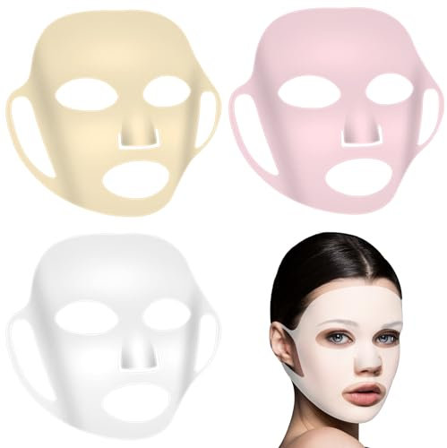 Piriuuo Lot de 3 masques en silicone réutilisables - Masque facial 3D - Vapeur faciale - Anti-rides - Masque de beauté hydratant pour les soins de la peau des femmes - Outil pour le visage