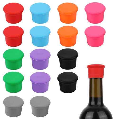16pcs Silicone Wine Stoppers, Reusable Wine Bottle Covers Silicone Wine Seal Stopper Condoms Wine Bottle Caps Corks Wine Sealers for Beer Champagne Whiskey to Keep Wine Fresh (Style 1)