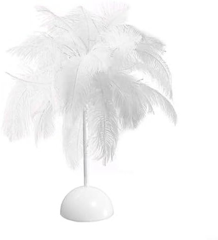 FUBESK Feder-Nachttischlampe, Schlafzimmer-Tischlampe, Mini-Feder-Tischlampe, Tischlampe, Heimdekoration, geeignet für Fotografie-Requisiten (weiß)