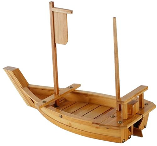 Japanisches Sushi-Boot-Serviertablett aus Holz, 6 Größen, Sushi-Boot-Teller, Sushi-Tablett, Sashimi-Servierplatte für Restaurantgeschirr, Küche oder Zuhause (natürlicher Bambus), 80 cm