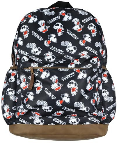 INTIMO Peanuts Joe Cool Snoopy Rucksack – Allover-Design, Schultasche, Reisetasche, Büchertasche mit Kunstlederboden