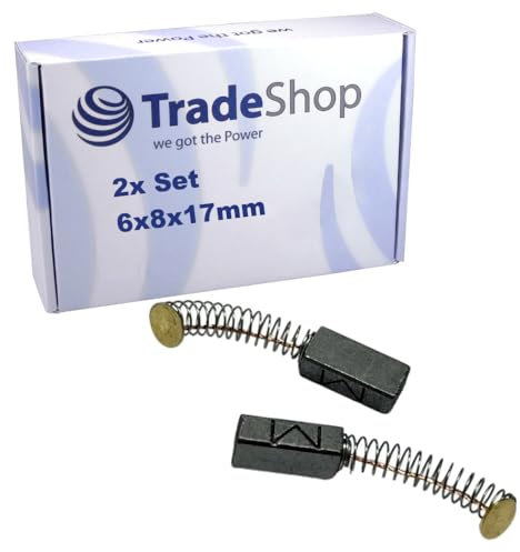 2x Motorkohlen Kohlebürsten 6x8x17mm für Schleifmaschinen, Schwingschleifer, Kreissägen, Bandsägen, Gehrungssägen, Bohrmaschinen, Polierer, Fräser etc