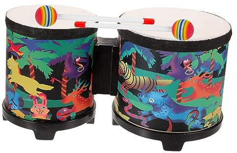 Kisangel 1 Satz Kleinkind Conga Drum Fun Musikinstrument Handtrommel Schlagzeug Musiktrommel mit Schläger Musikinstrument Trommel Bongos Drum Kleine Conga Drum Babies Plastik