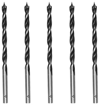 Foyscr 5 Piece 4mm Brad Point Wood Drill Bits,Professional Carbon Steel | Clean Efficient Drilling