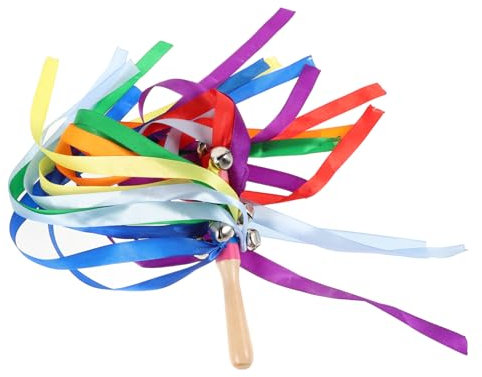 iplusmile Regenbogen Tanzbänder mit Glöckchen Outdoor Sport für Rhythmische Langlebig Farbenfrohes Seidenband Fördert Bewegung und Fitness