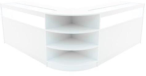 White Shop Counter Set Theseus LED Light B1500 LM60 150cm 60cm W Lockable Sliding Doors Keys 3 Retail Storage Units Glass Display Showcase Cabinet Corner Clothing Jewellery Store Shelves Lighting