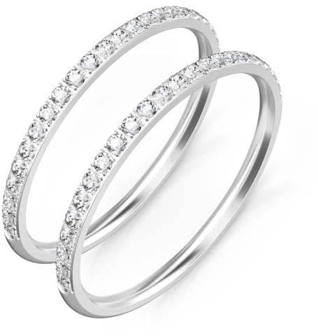 Stack Rings für Oura Ring 5/Gen 4/4 Keramik/Gen 3/RingConn/Ultrahuman | 2-Stück 14K Goldlegierung Stacking Ringe Zirkonia Simulierte Diamant Frauen, für Oura/RingConn/Ultrahuman/Samsung Galaxy Ring