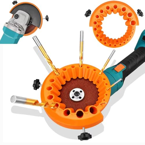 SMARTANG Drill Bit Sharpener Attachment for 4-1/2in & 5in Angle Grinders, Fits 1/8 to 1/2 (3-12.5mm) Bits, Heavy Duty High-Strength Tool for Restoring Old Bits (Orange)