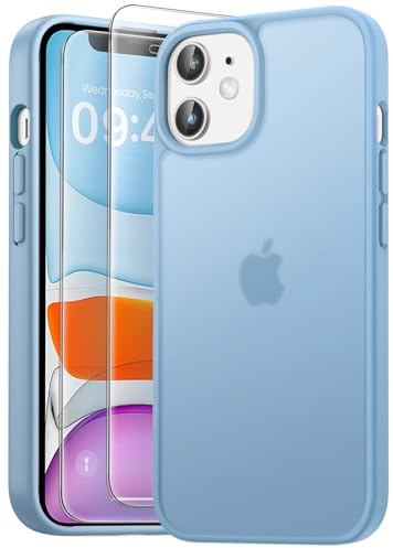 Qasyfanc Matt Handyhülle für iPhone 11 Hülle, Hellblau | Inklusive 2 Stück Schutzfolie, Militärschutz Kratzfest Hard PC Transluzente Case Schutzhülle für iPhone 11