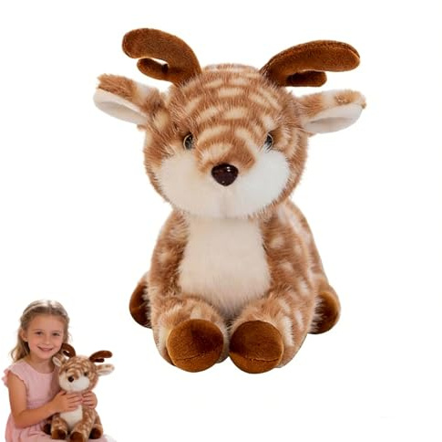 Xiyocadt Elch Kuscheltier, Pflaumenhirsch Plüschpuppe, Plüschtier Rentier, Niedliche Elch Plüschpuppe, Kinder Spielzeug, Geschenk für Kinder & Erwachsene (25 cm)