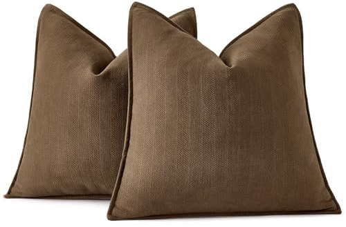 Woaboy 2er Kissenbezug 40x40cm Dunkelbraun Chenille Sofakissen | Kissenbezüge Weiche zierkissen Elegante Kissenhüllen Dekokissen für Couch Bett Wohnzimmer