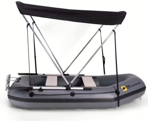 Bootsverdeck für Schlauchboot mit 2-Bug Bimini – Sonnenschutz & Regenschutz, faltbar, UV-beständig, inkl. Gestänge & Halterung