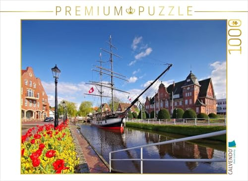 CALVENDO Puzzle Rathaus Papenburg und Brigg Friederike 1000 Teile Puzzle quer | Lege-Größe cm Foto-Puzzle für glückliche Stunden
