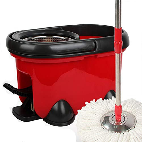 Axdwfd fregona Giratorio pie Huella Presión de la Mano Deshidratación automática Cuatro Unidad Cubo de la fregona, 2 Cabezas de trapeador