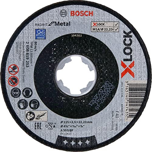Bosch 1x PRO Metal Longlife Cutting Disc for Small Angle Grinder and X-Lock, M14/22.23 mm (for Steel, Ø 115 mm, Professional Accessory Small Angle Grinder)