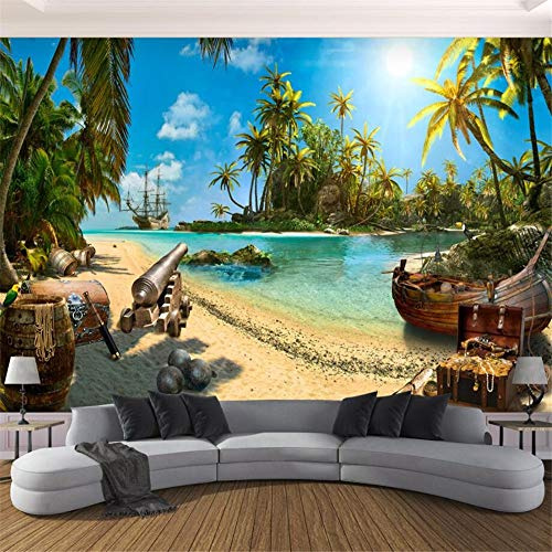 Tapeten Wandbild Hintergrundbild Fototapete Benutzerdefinierte Wallpaper Moderne Hochwertige Magic Pirate Treasure Island Landschaft Hintergrund Wandtapete Für Wände 3 D, 300 * 210Cm
