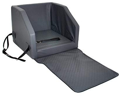 Mayaadi Home Hundeautositz Beno Hundesitz Hundebett Autokörbchen Autositz Kunst Leder Auto Sitz Wasserdicht Waschbar Sicherheitsgurt Grau S- (55x55cm)-Vorne